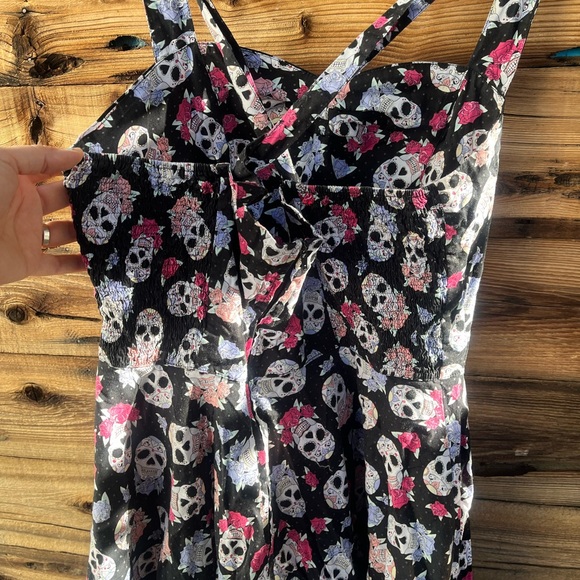 HELL BUNNY | Skull Print Sleeveless Punk Grunge Dress L - Picture 3 of 5